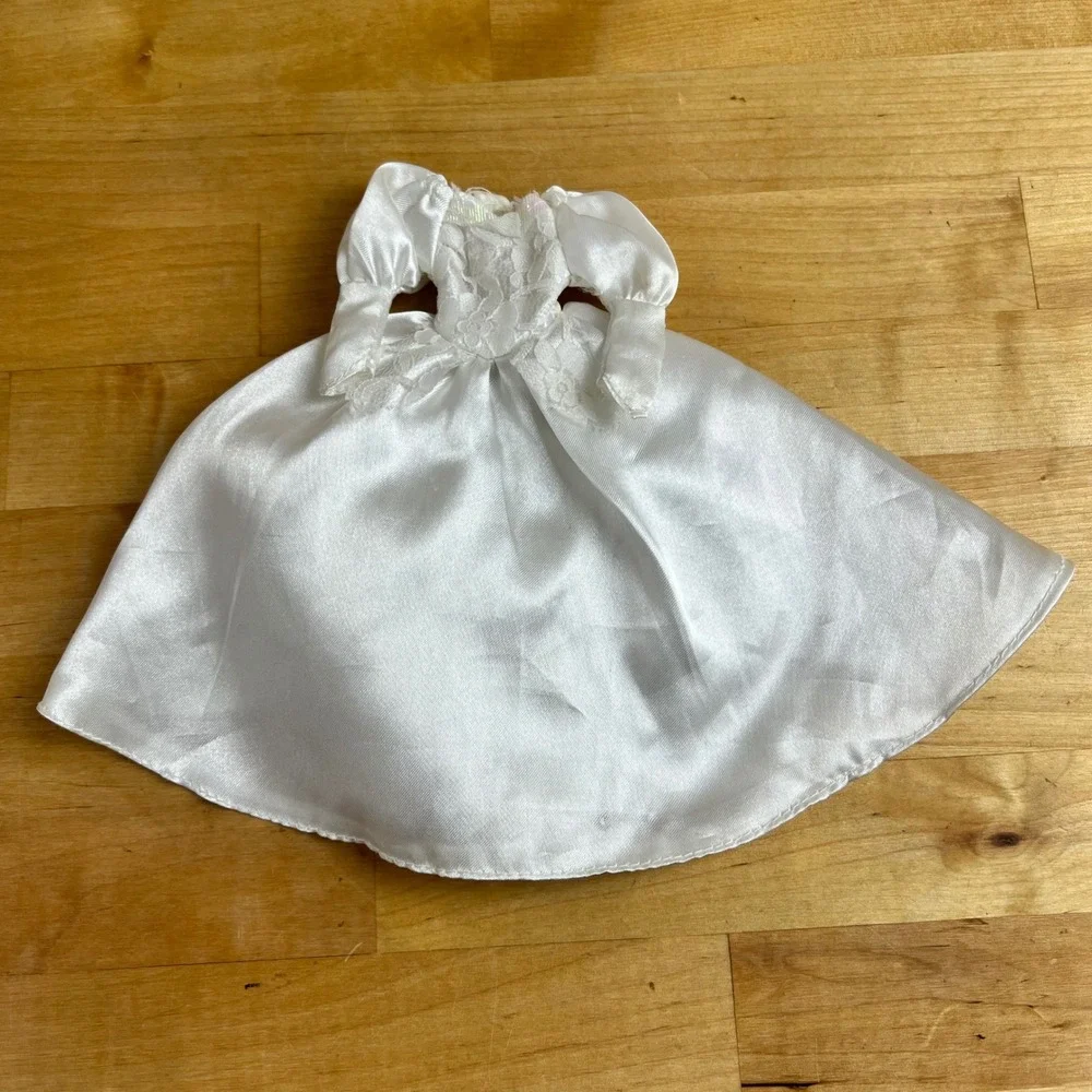 Vintage Barbie Doll Clothes Wedding Dress Gown Bundle (3) White Pink FLAWS